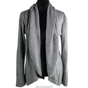 M. OFFICER Women's Gray Open Front Cowl Cardigan Knit Sweater